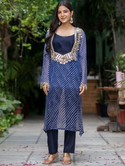 HOUSE OF JAMOTI - Neel Noor Leheriya Kurta with Pant & Dupatta