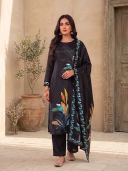 INDDUS - Women Floral Printed Beads Stone Work Kurta with Pant Dupatta