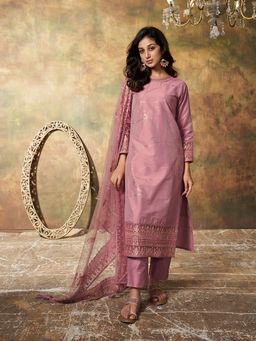 INDDUS - Women Abstract Printed Sequinned Kurta with Pant Dupatta