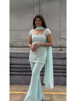 DISHWA FASHION - Y2K Women Blue Kurti with Pant & Dupatta