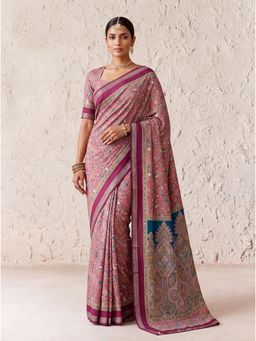 KRISHREE - Pink Pure Cotton Paisley Printed Saree