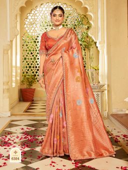 KRISHREE - Rust Miracle Tissue Saree