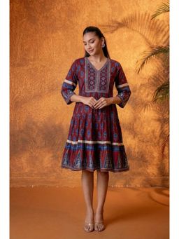 Juniper - Maroon Heritage Dress with Belt
