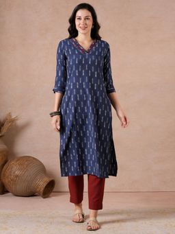 Kami Kubi - Straight Fit Cotton Ikat Kurta