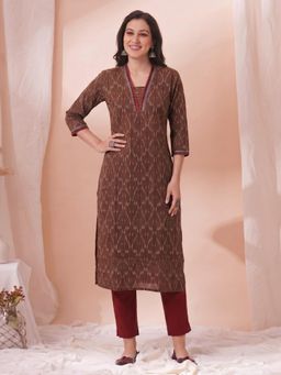 Kami Kubi - Featuring Woven Straight Fit Ikat Kurta