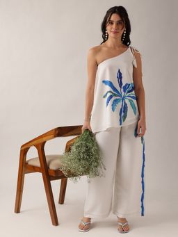 Vbuyz - Women's White Floral A-Line Georgette Stitched Co-Ord Set