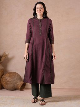 Kami Kubi - Pocketed A-Line Cotton Checks Kurta