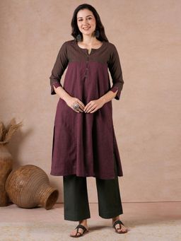 Kami Kubi - Checkered Panel & Elegant Cotton Kurta
