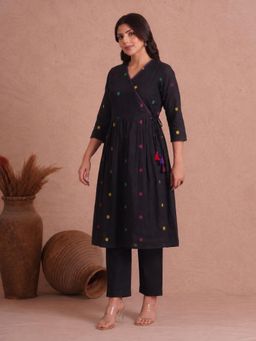 Kami Kubi - Pocketed A-Line Fit & Flare Angrakha Style Dobby Kurta