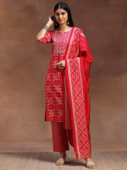 Libas - Women Pink Embroidered Kurta with Pant and Dupatta