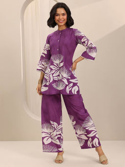 Libas - Women Purple Floral Tunic with Pant