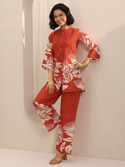 Libas - Women Orange Floral Tunic with Pant