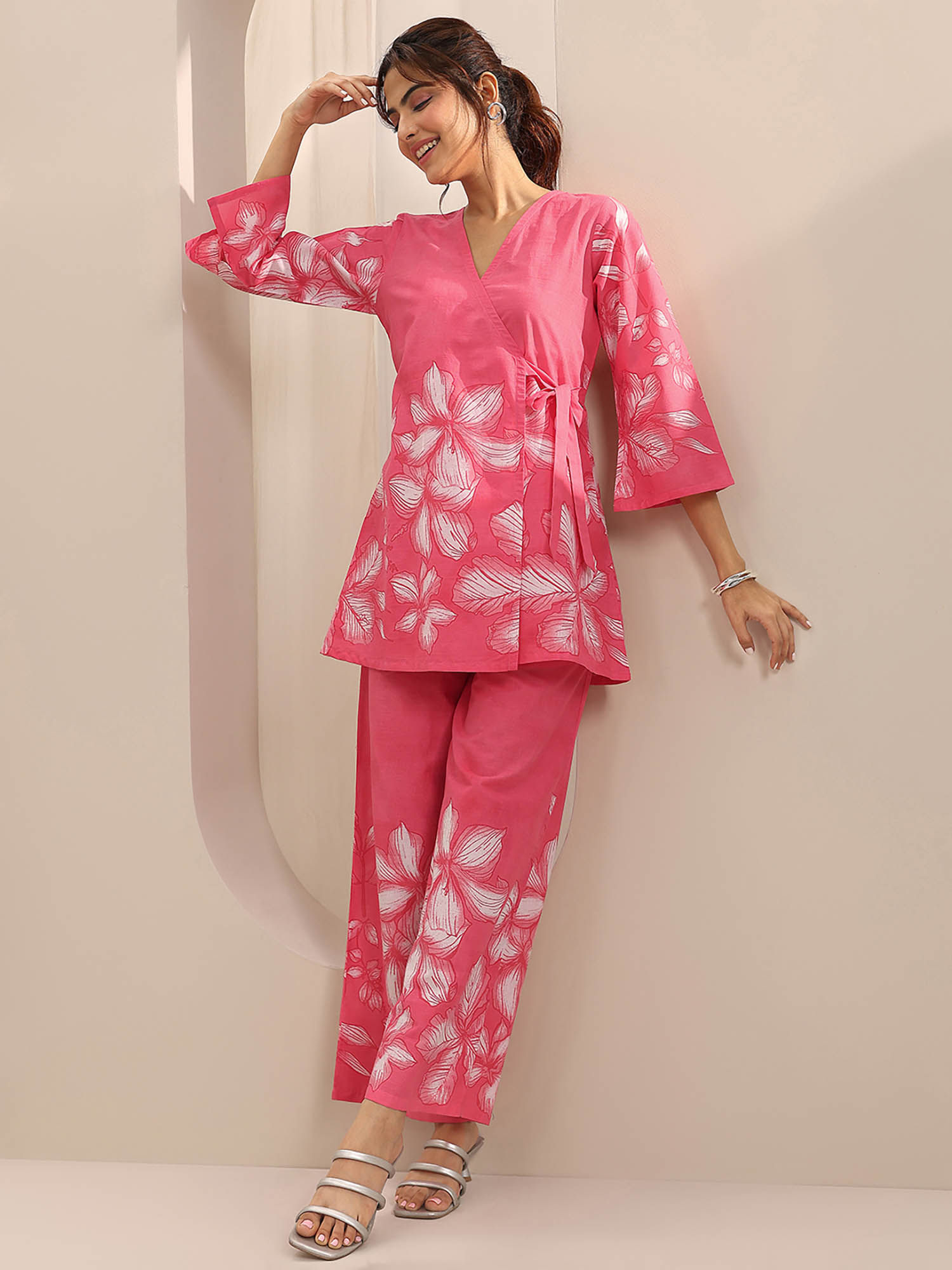libas Women Pink Floral Tunic with Pant-picture-42