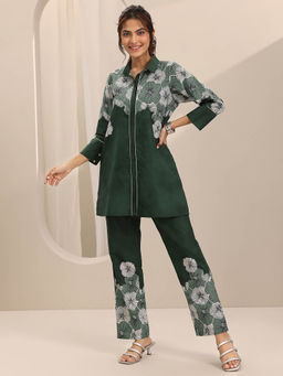 Libas - Women Green Floral Tunic with Pant
