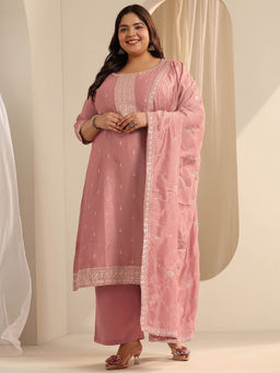 Extra love by Libas - Women Peach Embroidered Kurta with Pant and Dupatta