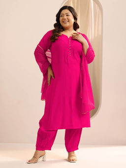 Extra love by Libas - Women Pink Solid Kurta with Salwar and Dupatta