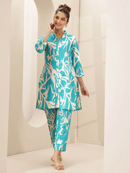 Libas - Women Blue Floral Tunic with Pant