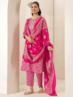 Libas - Women Pink Embroidered Kurta with Pant and Dupatta
