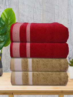 Athom Living - Premium Cotton Large Bath Towel Multi-Color (Pack of 4)