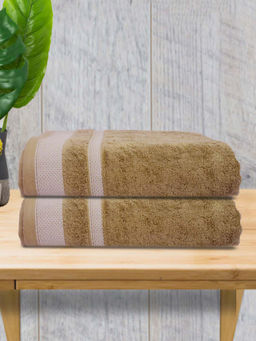 Athom Living - Premium Cotton Large Bath Towel Beige (Pack of 2)
