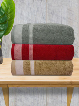 Athom Living - Premium Cotton Large Bath Towel Multi-Color (Pack of 3)
