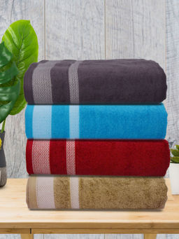 Athom Living - Premium Cotton Large Bath Towel Multi-Color (Pack of 4)
