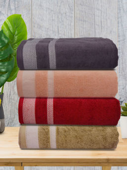 Athom Living - Premium Cotton Large Bath Towel Multi-Color (Pack of 4)