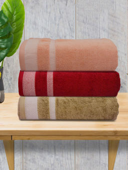 Athom Living - Premium Cotton Large Bath Towel Multi-Color (Pack of 3)