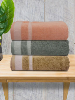 Athom Living - Premium Cotton Large Bath Towel Multi-Color (Pack of 3)