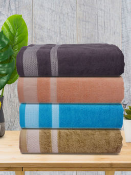 Athom Living - Premium Cotton Large Bath Towel Multi-Color (Pack of 4)