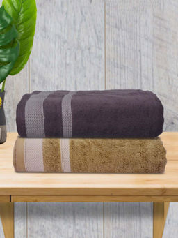 Athom Living - Premium Cotton Large Bath Towel Multi-Color (Pack of 2)
