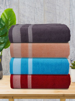 Athom Living - Premium Cotton Large Bath Towel Multi-Color (Pack of 4)