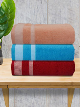 Athom Living - Premium Cotton Large Bath Towel Multi-Color (Pack of 3)