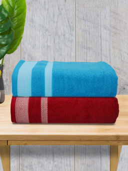 Athom Living - Premium Cotton Large Bath Towel Multi-Color (Pack of 2)