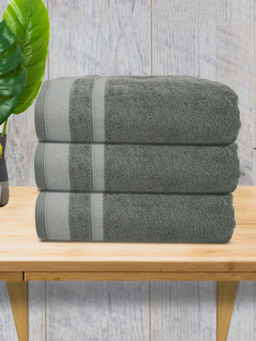 Athom Living - Premium Cotton Large Bath Towel Grey (Pack of 3)