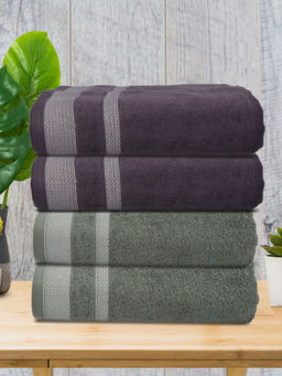 Athom Living - Premium Cotton Large Bath Towel Multi-Color (Pack of 4)