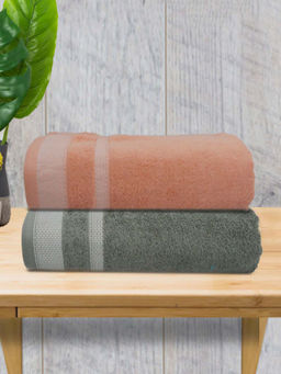 Athom Living - Premium Cotton Large Bath Towel Multi-Color (Pack of 2)