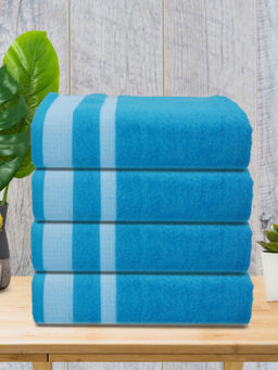 Athom Living - Premium Cotton Large Bath Towel Blue (Pack of 4)