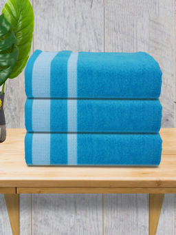 Athom Living - Premium Cotton Large Bath Towel Blue (Pack of 3)