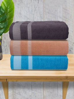 Athom Living - Premium Cotton Large Bath Towel Multi-Color (Pack of 3)