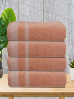 Athom Living - Premium Cotton Large Bath Towel Peach (Pack of 4)
