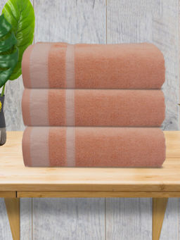 Athom Living - Premium Cotton Large Bath Towel Peach (Pack of 3)