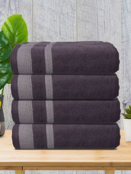 Athom Living - Premium Cotton Large Bath Towel Purple (Pack of 4)