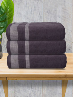 Athom Living - Premium Cotton Large Bath Towel Purple (Pack of 3)