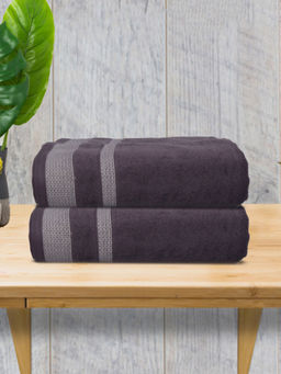 Athom Living - Premium Cotton Large Bath Towel Purple (Pack of 2)
