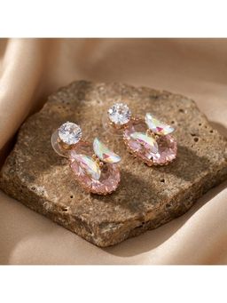 TRIBAL ZONE - Peach Crystal and Iridescent Butterfly Drop Earrings