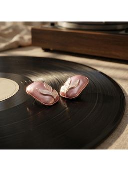 TRIBAL ZONE - Pink Enamel Leaf Stud Earrings