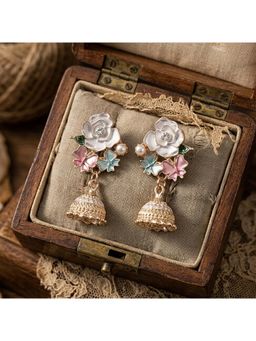 TRIBAL ZONE - Vintage Rose and Butterfly Jhumka Drop Earrings