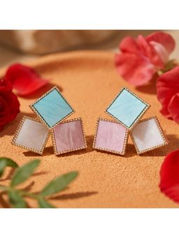 TRIBAL ZONE - Pastel Diamond-Shape Multi-Stone Cluster Studs