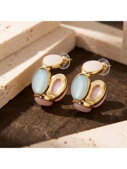 TRIBAL ZONE - Pastel Blue and Pink Two-Tier Hoop Earrings